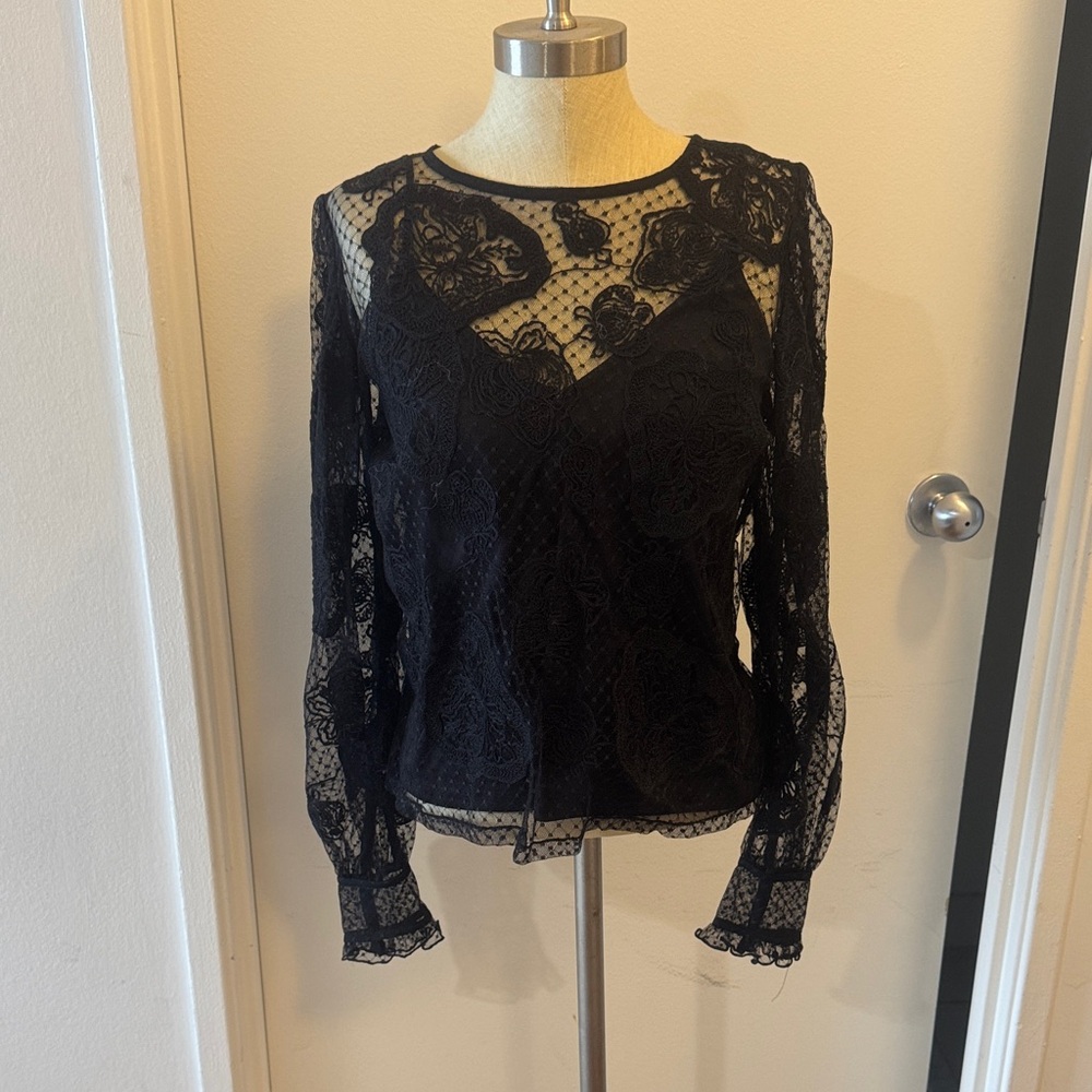 Express Black Floral Lace Top